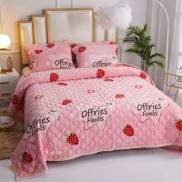 奶油草莓 90x200CM 冬季加厚盖毯多尺寸速暖珊瑚绒毯子法兰绒毛毯单人双人盖毯床单