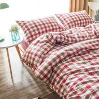 棕红 中格 1.0x2.3米 床单一个 格子布料日系良品床上用品定制四件套被套枕套床单布头家纺面料