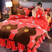 小熊宝贝[三秒速热无静电] 小床[被套120*150]三件套 南方生活加厚金貂绒珊瑚绒四件套保暖双面绒三件套床上用品床裙