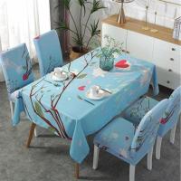 十里桃花(升级款) 2个椅套(不含桌布) 北欧餐桌椅子套罩家用椅套ins网红防水桌布棉麻卡通茶几布艺套装