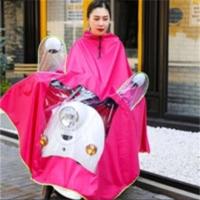 牛津布单帽檐玫红 XXXL 电动车摩托车骑行双人加大加厚雨衣雨披透明雨衣