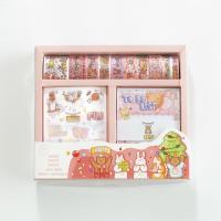 彩虹派对-手账礼盒(内含10卷胶带+10张贴纸+30张便签) 手帐胶带贴纸便签礼盒网红卡通人物和纸胶带可爱彩色印花手账素