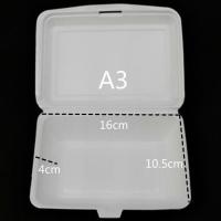 A3小号100只 A1A2A3 一次性泡沫饭盒加厚笑脸快餐盒白色肠粉盒大中小白米饭