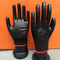 星桥828黑订晴手套6副 星桥N828劳保手套男士黑色丁青胶皮工作防护耐磨舒适干活手套批发