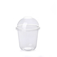 360ml 50套+有孔盖+贴纸 贴 网红U型波波杯360ml波霸奶茶抱抱桶奥利奥豆豆水果蛋糕布丁甜品杯