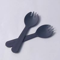 叉勺黑色100支 简装 一次性小勺子批发蛋糕塑料叉勺冰激凌勺叉勺甜品外卖饭布丁小勺