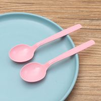 100支-简装 粉色 一次性甜品勺KFC同款塑料勺子批发汤勺外卖奶茶加厚勺简装独立装
