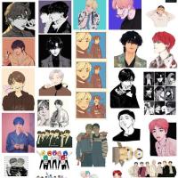 BTS插画款A 手账贴纸防弹少年团BTS插画款BT21追星手帐拼贴素材DIY装饰贴纸包