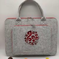 浅灰+红色镂空 13寸 苹果 戴尔 华硕 华为 联想 男女手提毛毡电脑包 13/14/15/15.6
