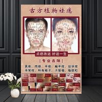 纯植物古方 [40x60cm]PP胶撕开即贴 男女面痣图去痣图片美容院装饰画面部开运点痣图祛痣面相广告挂图