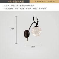纯粹黑（接线款） O款简约白光 北欧鹿角鹿头壁灯现代简约床头卧室过道网红客厅电视背景墙上灯具