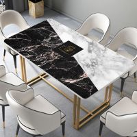 ADLS29-大理石黑白拼色L 40*60 北欧大理石餐桌布ins防水长方桌防烫透明软玻璃pvc茶几垫桌垫台布