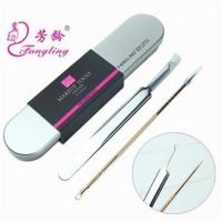 正常规格 芳龄2支铁盒装弯钩夹粉刺针细胞夹镊子暗疮针去黑头挑痘挤痘痘针