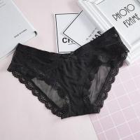 一条装 黑色 M码[80斤-100斤] 1/2条装胖mm内裤女蕾丝低腰 超薄三角裤性感无痕女士加肥加大内裤