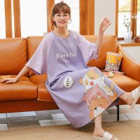 小猪 [1件装] M 80-100斤 可爱甜美睡裙女夏天短袖ins风过膝长裙睡衣女大码200斤家居服裙子