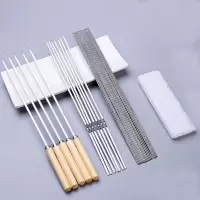 不锈钢烧烤签扁签户外羊肉串烤肉签子钢签铁签圆签全套工具烧烤针