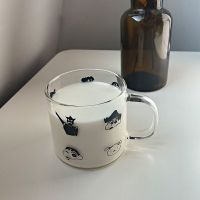 可爱小新玻璃杯透明带勺把手马克杯子女ins家用水杯微波加热牛奶