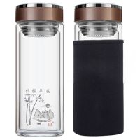 双层玻璃杯真空泡茶杯大容量男女式学生微保温办公水杯家用杯子