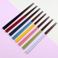 4-双彩色家用红檀木筷防霉防滑一家四口家庭装分人木筷子