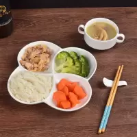 白陶瓷盘四格拼盘家用饭盘餐盘餐饮分格盘