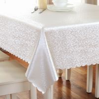 茶几餐桌布防水防烫长方形圆形欧式布艺隔热圆桌垫正方形台布盖布|万年青银白 120*170cm桌布