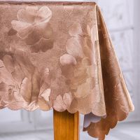 茶几餐桌布防水防烫长方形圆形欧式布艺隔热圆桌垫正方形台布盖布|富贵牡丹香槟 90*150cm桌布