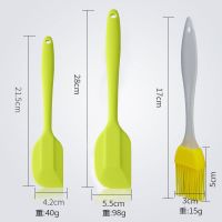硅胶刮刀大号搅拌刀烘焙工具一体式抹刀奶油刀铲刀蛋糕刀|清新绿刮刀大号+小号[铂金油刷]