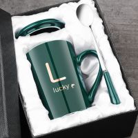 马克杯带盖勺男女陶瓷杯子家用韩版学生情侣牛奶咖啡杯大容量茶杯