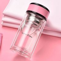厚双层玻璃杯女士玻璃水杯女双层泡花茶杯玻璃杯子双层可爱女