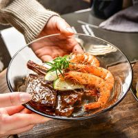 北欧茶色玻璃碗碟套装麦片碗沙拉碗家用耐热汤碗泡面碗吃饭碗餐具