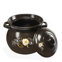 煲汤砂锅煲耐高温陶瓷煲明火燃煤气炖锅沙锅家用小石锅大容量|6L咖啡色金花加厚版(6-8人)