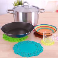 6片装硅胶隔热垫餐桌防热碗垫盘子花瓶水壶盆大中小防滑防烫杯垫|2片中号+4片大号 混色-颜色随机