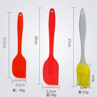 硅胶刮刀大号搅拌刀烘焙工具一体式抹刀奶油刀铲刀蛋糕刀|新年红刮刀大号+小号[铂金油刷]