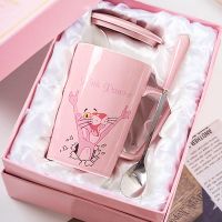 卡通水杯带盖勺创意陶瓷杯子简约可爱女生马克杯韩版ins生日礼物