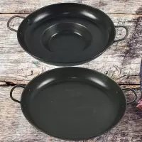 高碳热板黑色材质深型平底煎饼土豆烙锅烙饼熟铁锅商用铁板烧钢锅