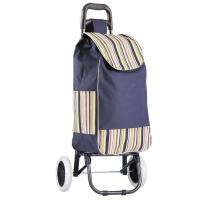 买菜车小拉车市环保便携老人爬楼行李拖车折叠拉杆手推车|牛头包轮(藏青条纹)