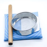 大号耐高温硅胶垫揉面垫带刻度硅胶垫烘焙软案板家用|大蓝+擀面杖+面粉筛[送刮板]