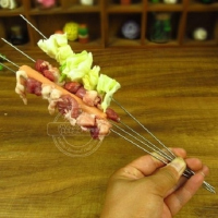 不锈钢烧烤签子扁签户外羊肉串烤肉钢签铁签工具全套用品烧烤针|35cm圆签[50只]