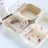 ins风便当蛋糕盒一次性纸餐盒浆环保烘培雪梅娘汉堡盒手绘盒|蛋糕油衬托纸50张