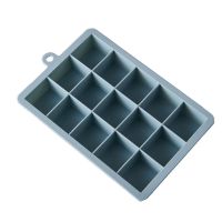 硅胶冰格家用带盖制冰盒宝宝辅食盒冰箱自制做冻冰块雪糕模具|墨绿色 15格无盖