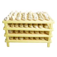 家用青竹多层饺子帘竹子盖连摆水饺的盖帘包竹饺子托盘竹制圆形放|方形1层(买1送1实发2层) 6厘米加高腿[不压饺子包子]