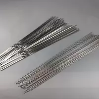 不锈钢圆形烧烤签子羊肉串工具全套烧烤针烤串用品铁签子扁签配件|50支扁+50支圆送刷子