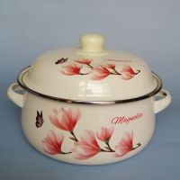 居家珐琅搪瓷炖锅宝宝辅食锅泡面锅汤锅双耳带盖锅燃气电磁炉通用|18cm情有独钟