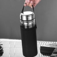 大容量双层玻璃泡茶杯子200ml/550ml男女式水杯带盖微保温