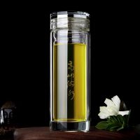 加厚双层玻璃杯大容量泡茶水杯水晶防烫便捷男女商务办公喝水杯子