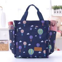 防水饭盒袋便当手提包大号学生上班族装饭盒便当袋妈咪外出手拎包|加厚防水多口袋深蓝气球(摁扣设计)