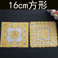 1片装餐垫欧式托盘垫pvc烫金杯垫碗垫烟缸垫隔热垫圆形方形花瓶垫|[6片装]16cm方形花型随机