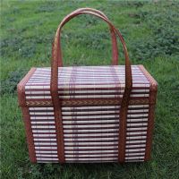 长方形手拎折叠装粽子鸡蛋水果竹篮子竹包装|大号
