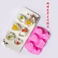 带盖兔子硅胶模具立体卡通小白兔猪布丁儿童果冻小熊冰熊模具|星月6连模 +果味粉5包
