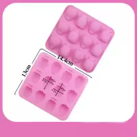 带盖兔子硅胶模具立体卡通小白兔猪布丁儿童果冻小熊冰熊模具|12连草莓菠萝 +果味粉5包